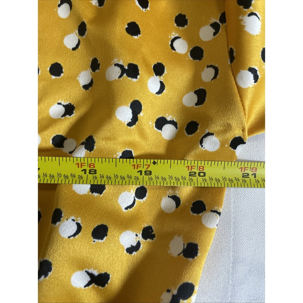 Marc New York Cropped Blouse Jacket Women Medium Satin Yellow Dot Button Up - Picture 8 of 12
